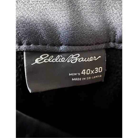 Eddie Bauer Mens Black Fleece Lined Winter Pants Size 40x30 Nylon Stretch Outdoo - Picture 3 of 4